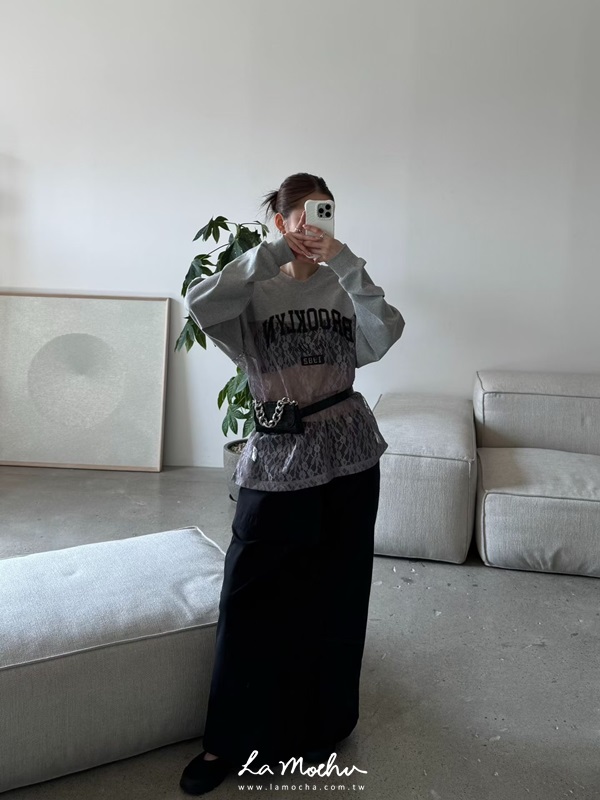 側腰頭斜紋布裙擺工作裙